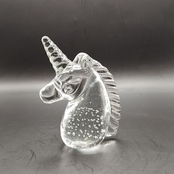 Vintage Art Glass Unicorn Paperweight with Controlled Bubbles - Picture 1 of 8